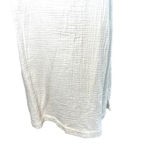 Monrow Gauze Cotton Henley Halter Collared Button Sleeveless Dress White Small - Picture 9 of 14